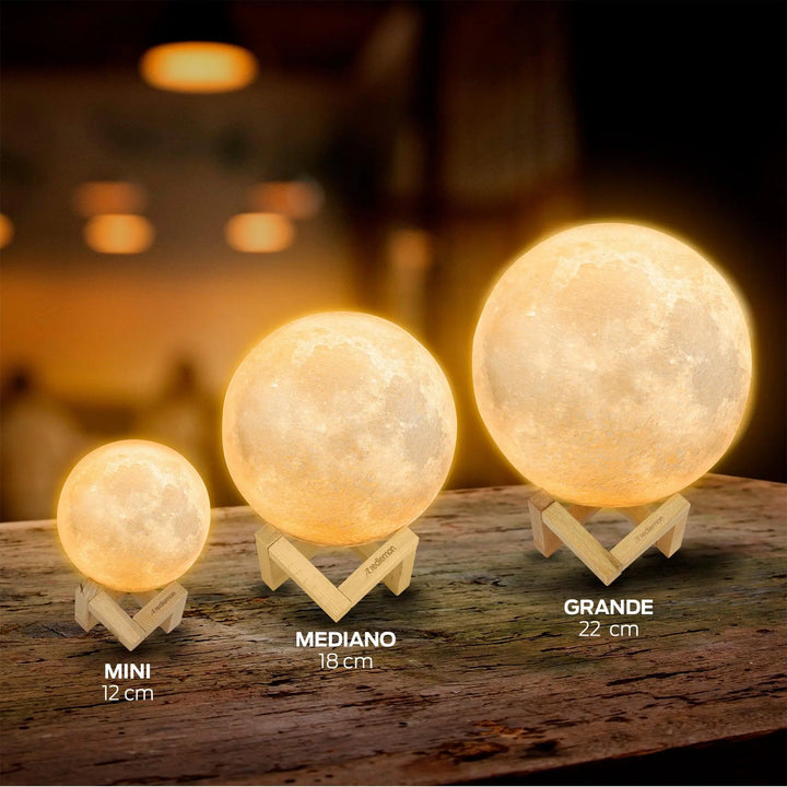 Lámpara de Luna en Impresión 3D(12cm) con 2 Colores LED - Redlemon