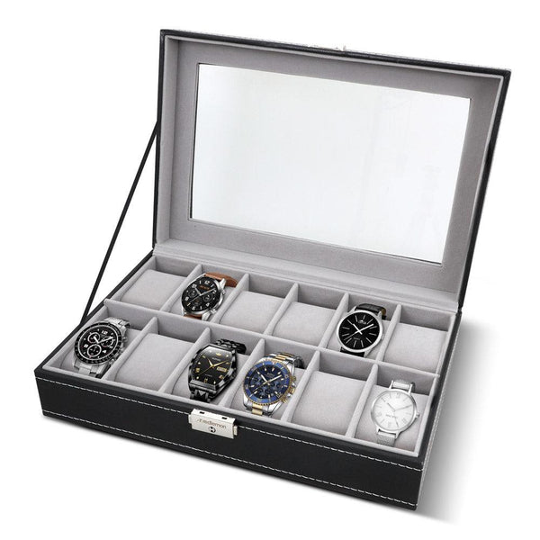 Caja para Relojes y Joyas Organizador con 12 Espacios y Candado - Redlemon