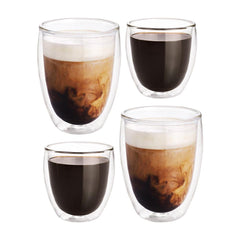 Vasos de Vidrio con Doble Pared para Café o Vino (4 Piezas)