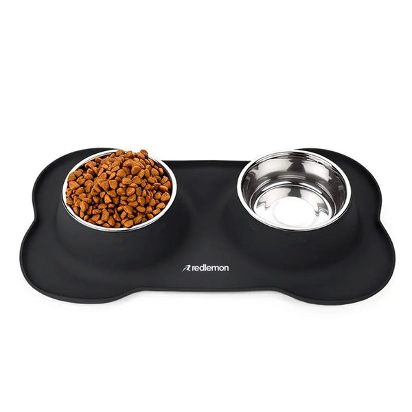 Plato para Perro Con 2 Tazones y Tapete de Silicón - Redlemon