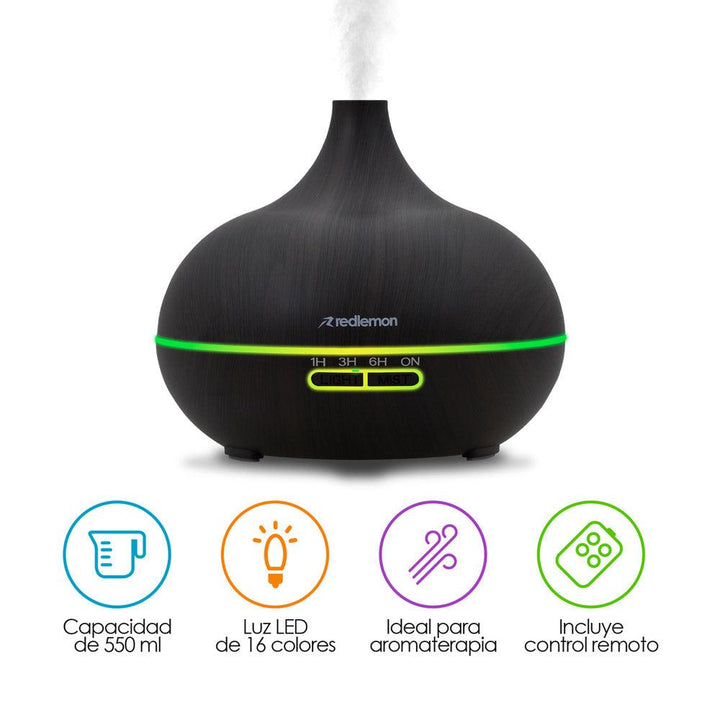Humidificador y Difusor de Aceites Esenciales con Control Remoto (550ml) - Redlemon