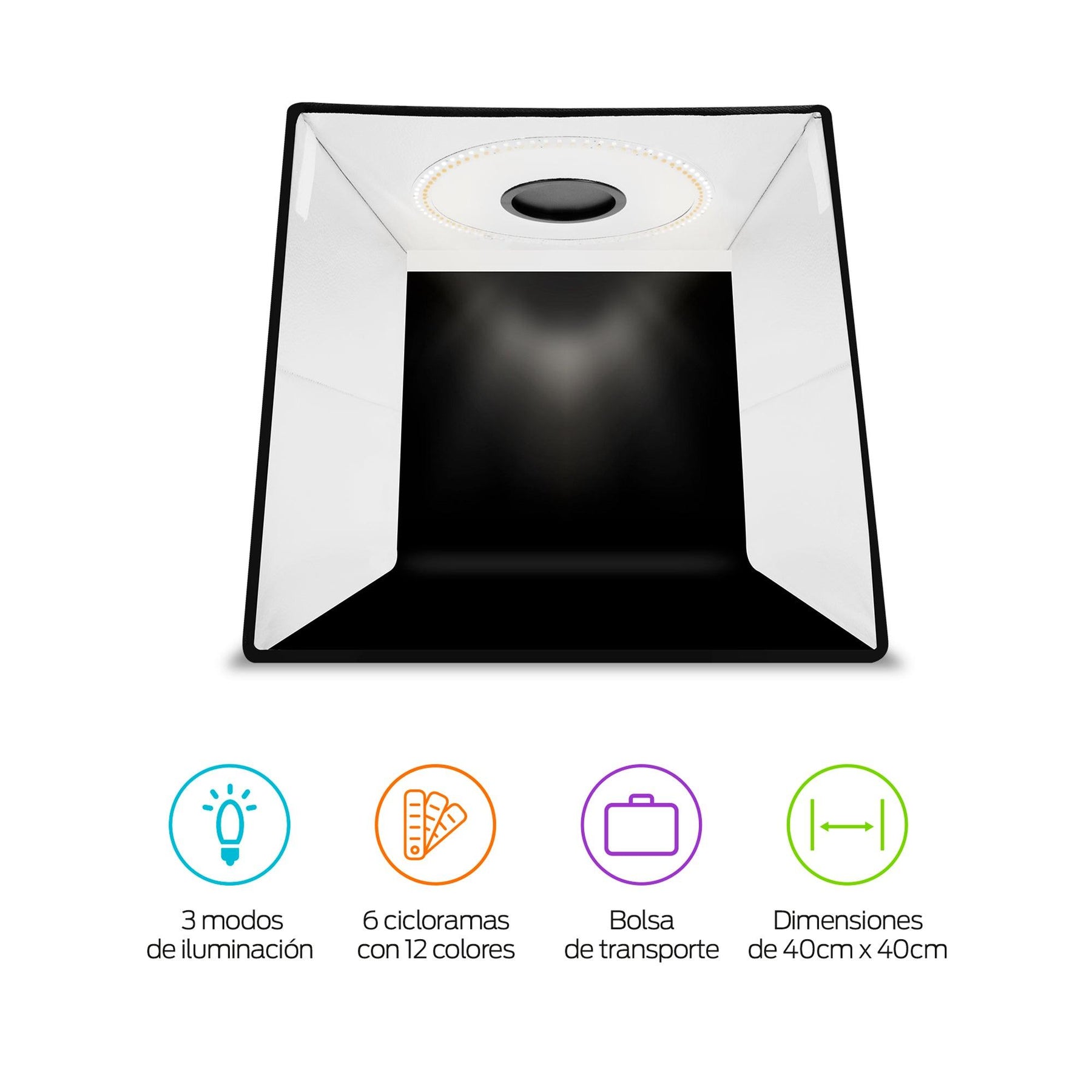 Caja de Luz para Fotografía Profesional con Aro de Luz 40x40 cm - Redlemon