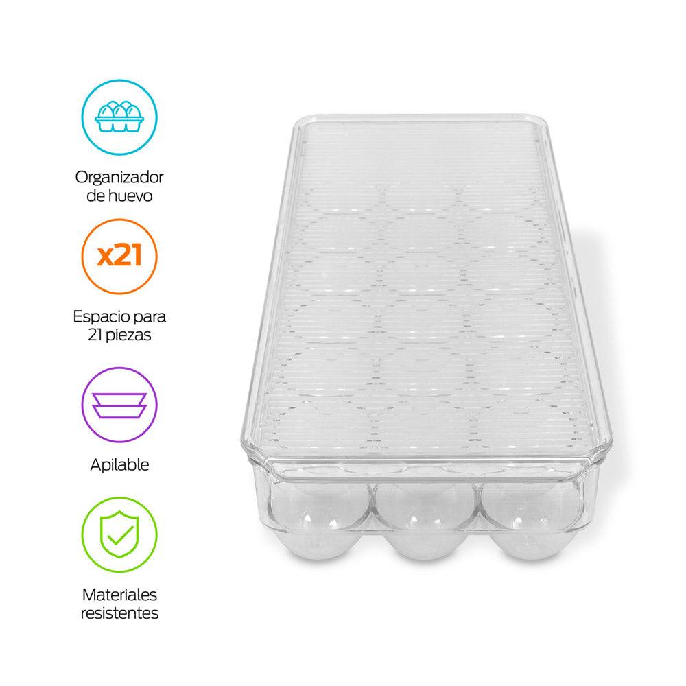 Organizador de Huevos para Refrigerador con Tapa 21 Huevos - Redlemon