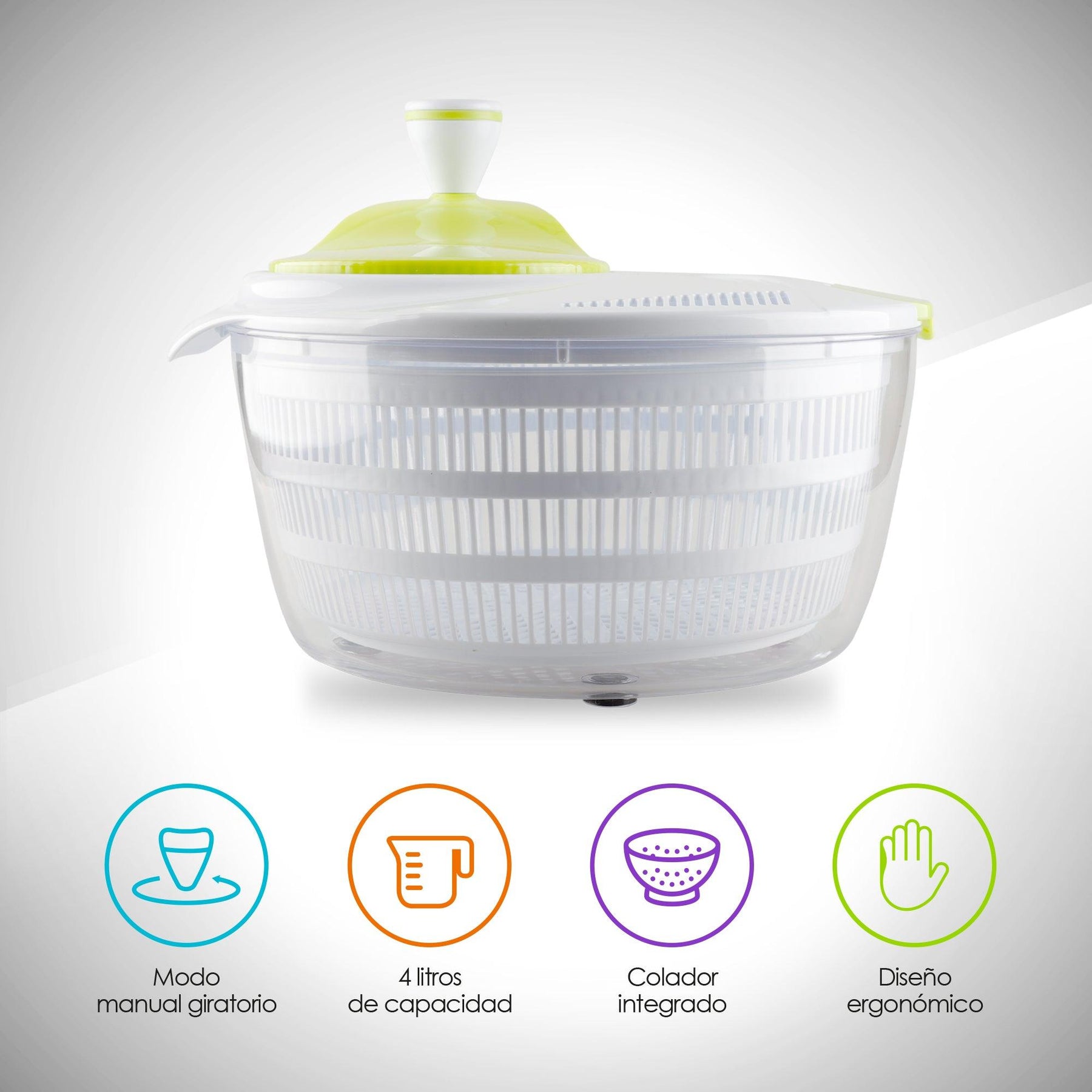 Centrifugadora de Ensalada con Escurridor Integrado 4 Litros - Redlemon
