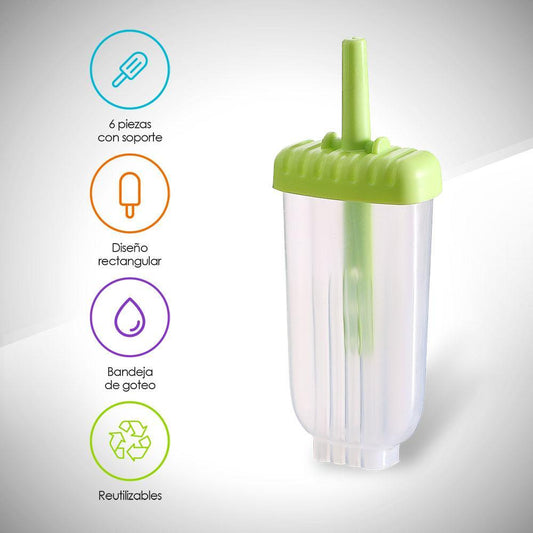 Moldes para Paletas de Hielo Reutilizables 6 piezas - Redlemon