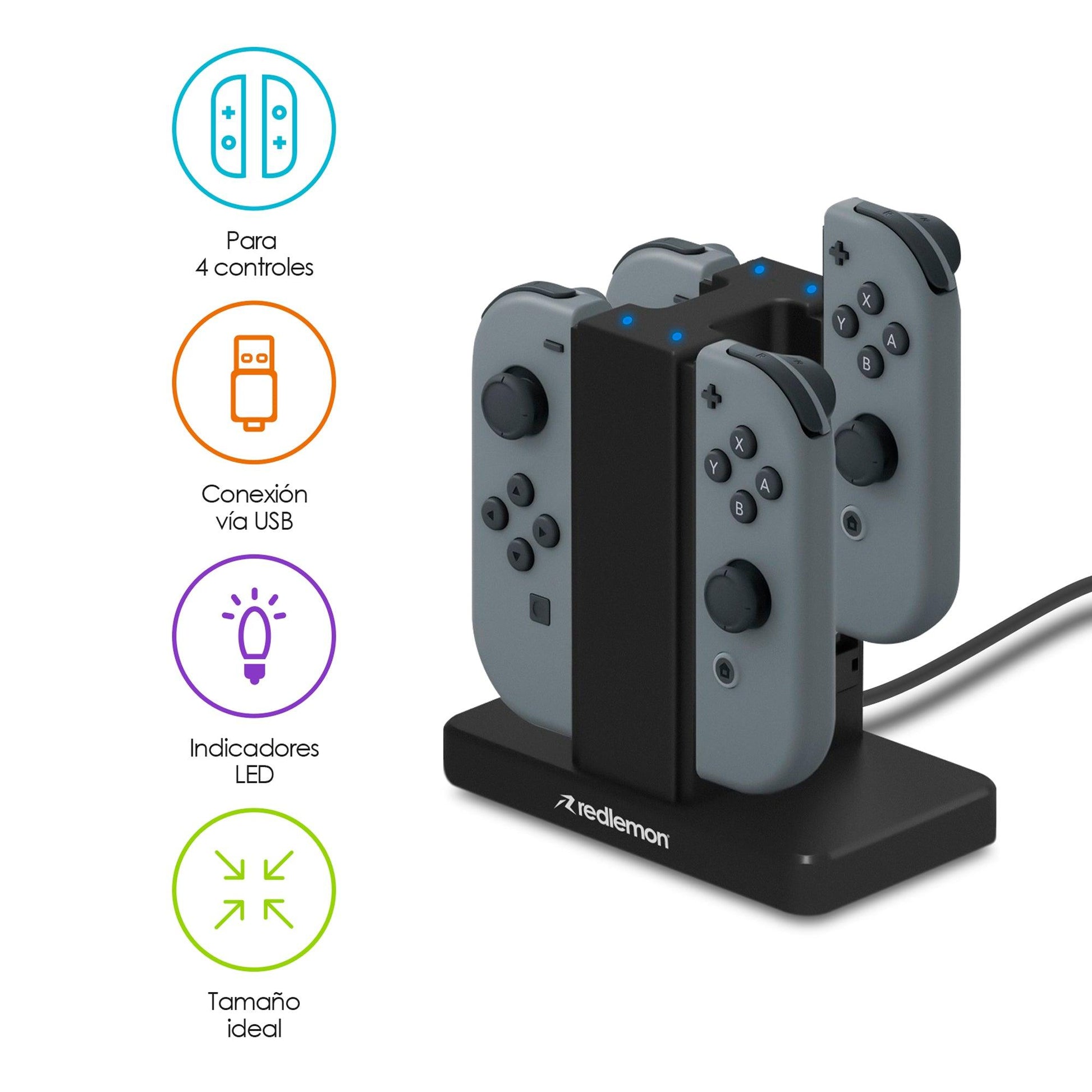 Cargador para Controles Joy-Con de Nintendo Switch 2 pares - Redlemon