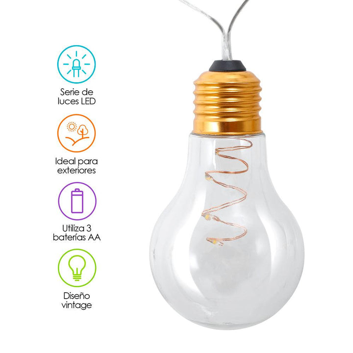 Serie de Luces LED para Exterior 10 Focos de Plástico - Redlemon