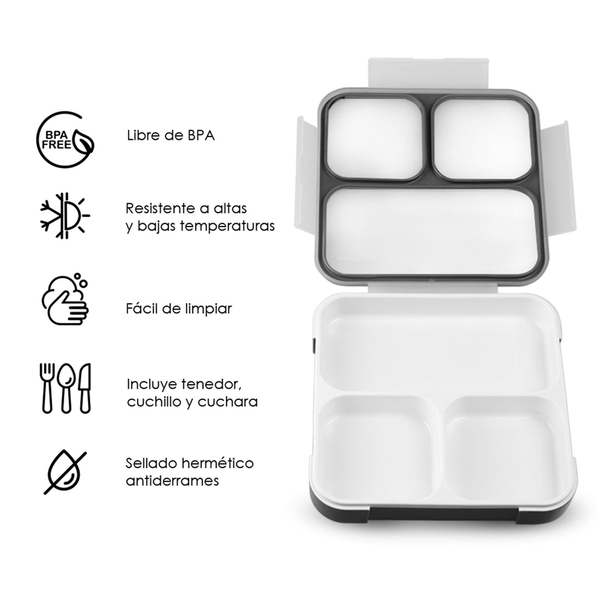 Lonchera Térmica para Comida de Adulto de Mujer y Hombre Tipo Bento Box Hermética con Funda - Redlemon