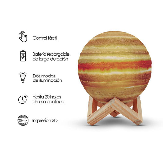 Lámpara 3D Júpiter Control Táctil Recargable 15cm - Redlemon