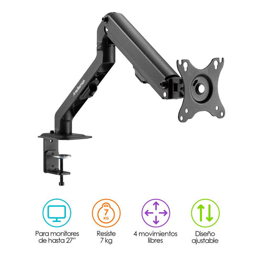 Soporte Hidráulico para Monitor de Hasta 27” Ajustable - Redlemon