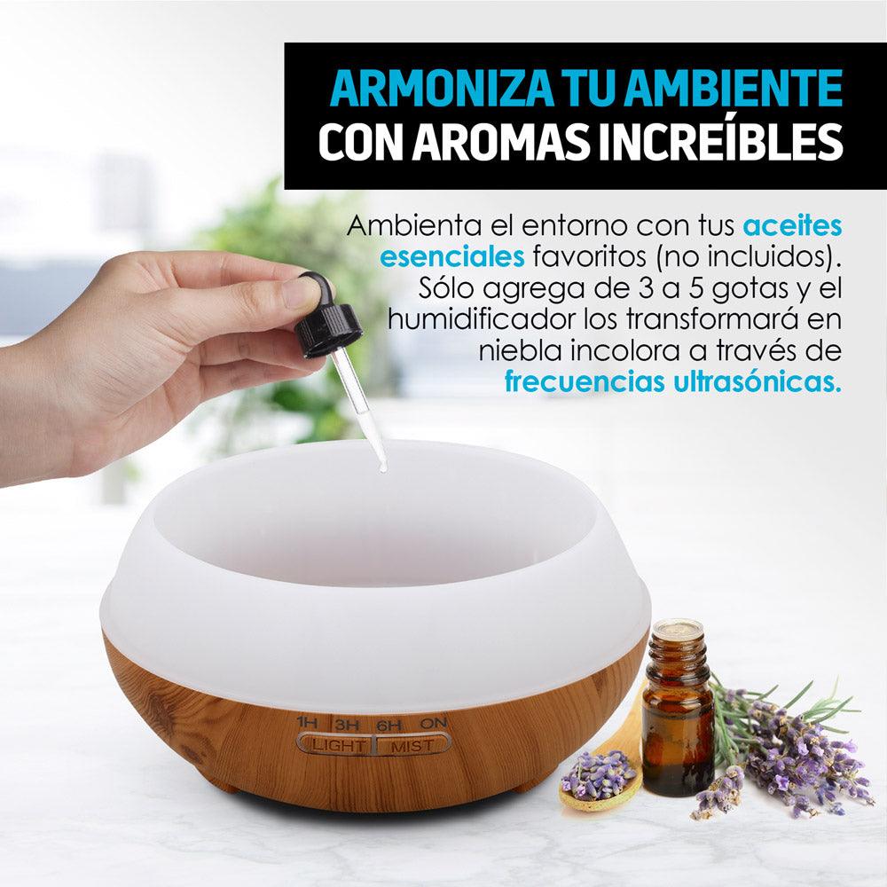 Humidificador y Difusor de Aceites Esenciales con Control Remoto (550ml) - Redlemon