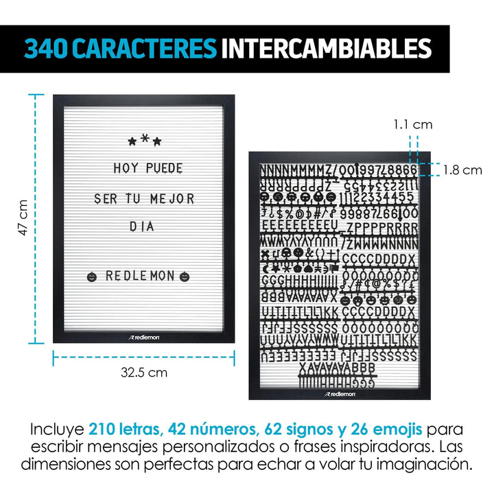 Pizarrón de Madera Vintage 340 Letras Intercambiables - Redlemon