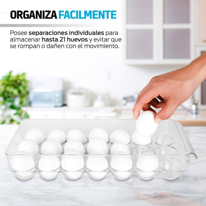 Organizador de Huevos para Refrigerador con Tapa 21 Huevos - Redlemon