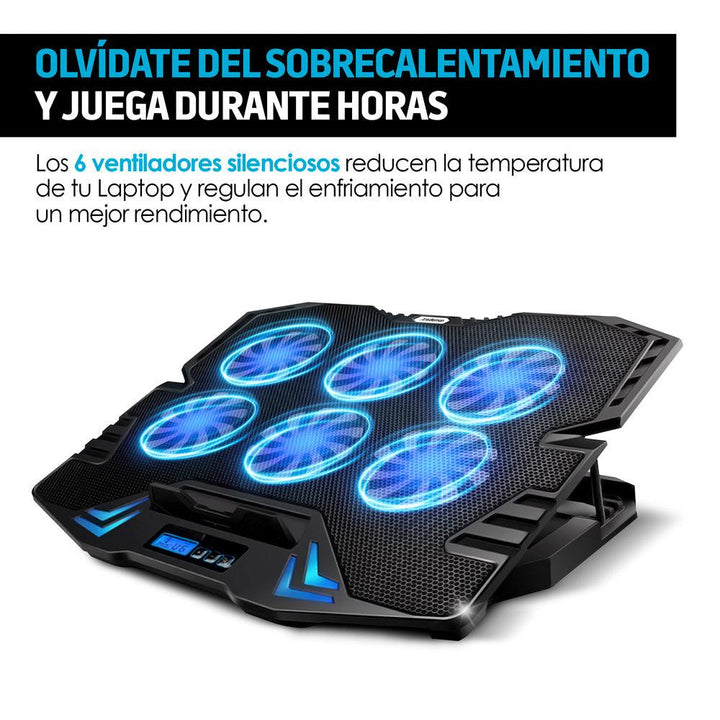 Ventilador y Soporte para Laptop Gamer de 6 Velocidades - Redlemon