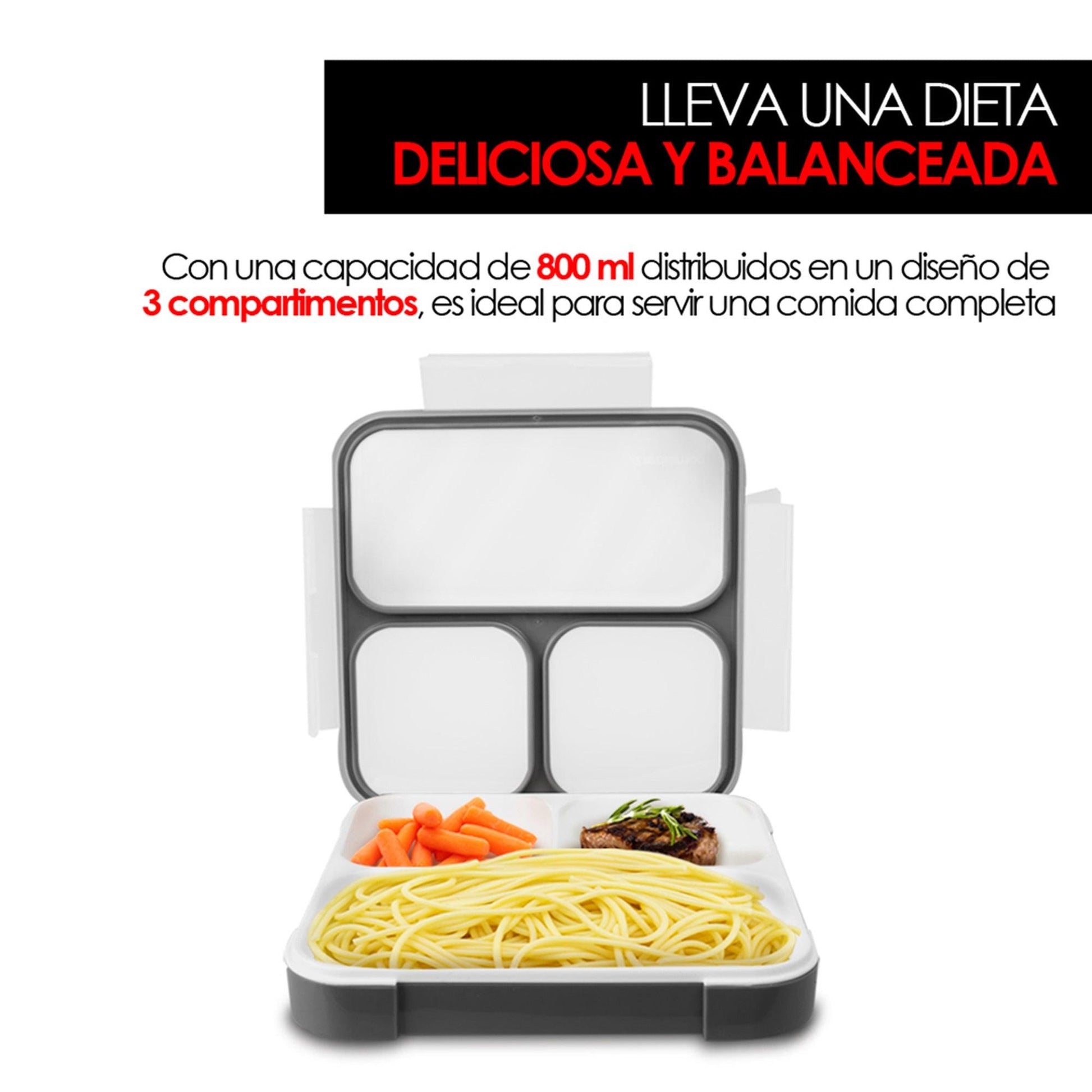 Lonchera Térmica para Comida de Adulto de Mujer y Hombre Tipo Bento Box Hermética con Funda - Redlemon