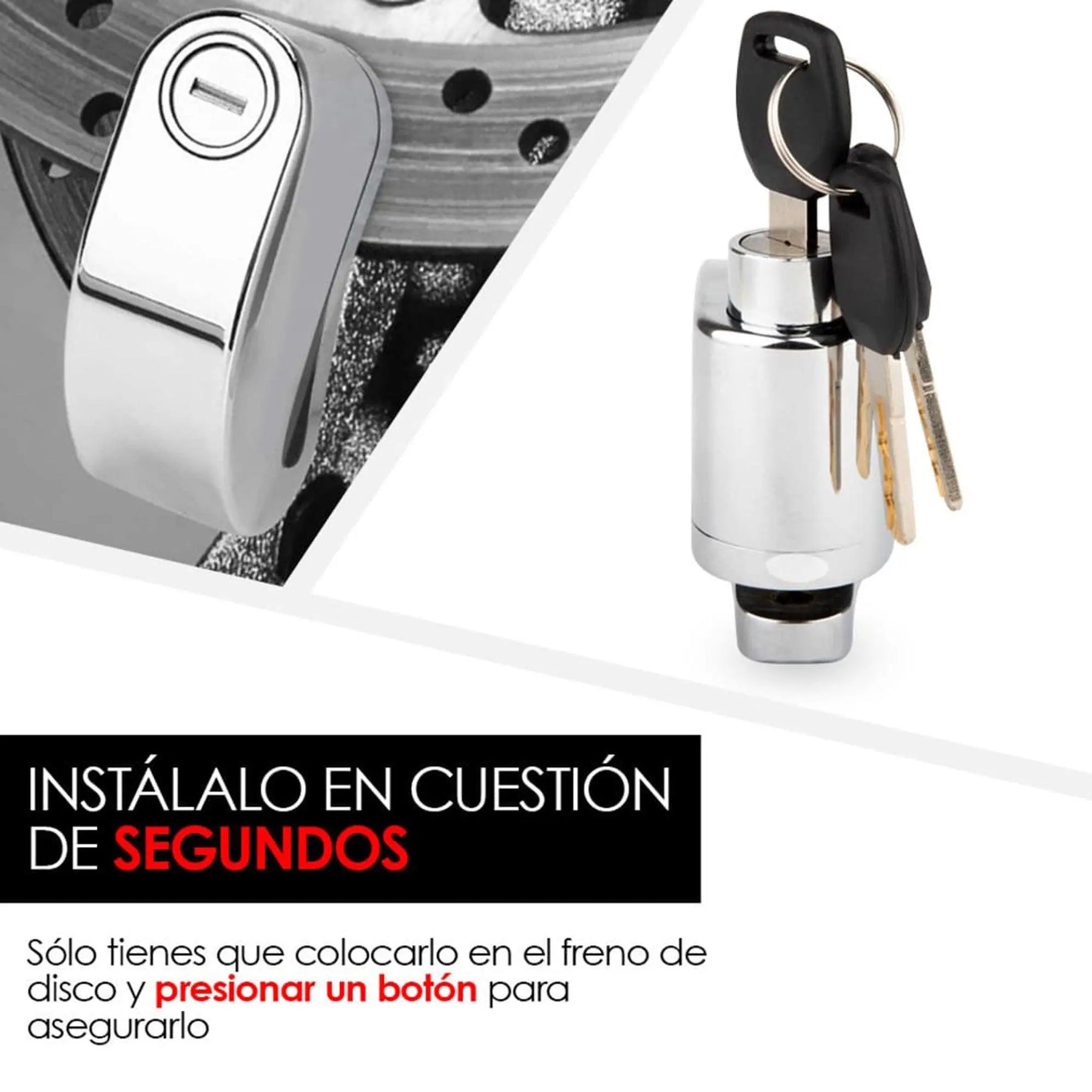 Candado de Disco con Alarma para Bicicleta y Motocicleta - Redlemon