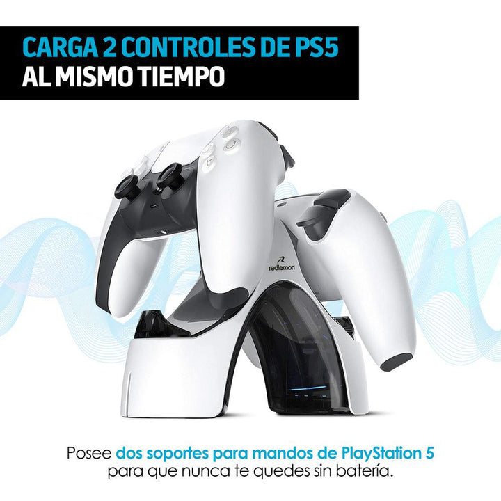 Cargador para 2 Controles PS5 Dualsense Estación de Carga - Redlemon