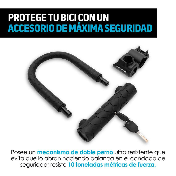 Candado para Bicicleta Premium en U Ultra Reforzado Contra Agua - Redlemon