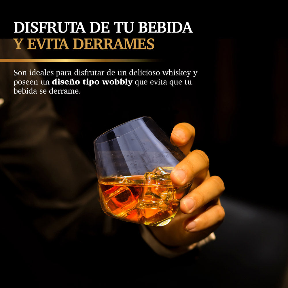 Vasos de Vidrio para Whisky Inclinados 4 Pz (325 ml) Redlemon Technology México