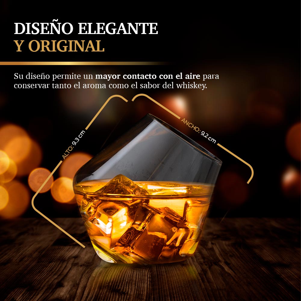 Vasos de Vidrio para Whisky Inclinados 4 Pz (325 ml) Redlemon Technology México