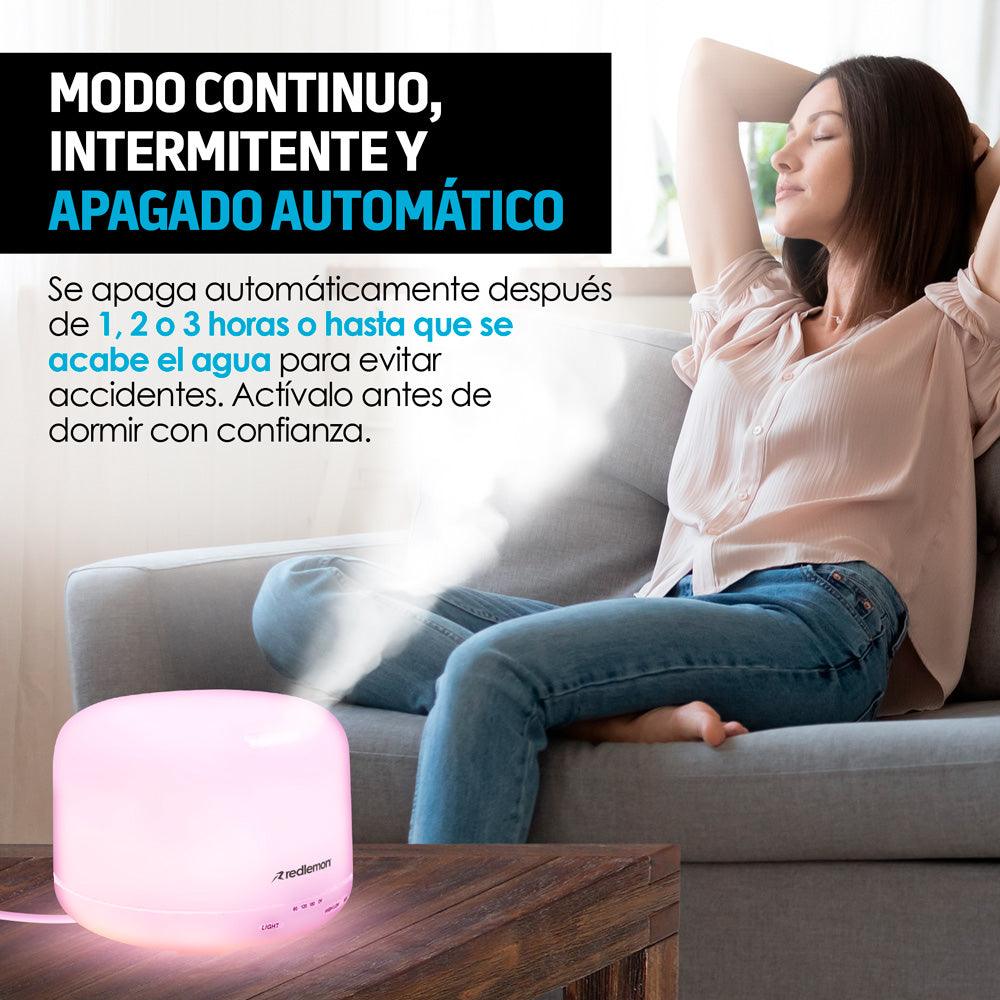 Humidificador y Difusor de Aceites Esenciales Luz LED 12 Colores (500ml) - Redlemon