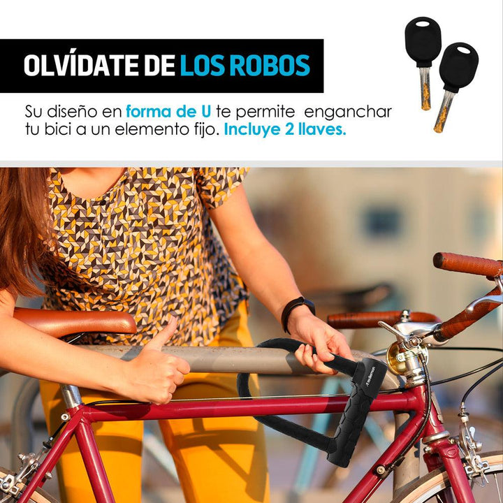 Candado para Bicicleta Premium en U Ultra Reforzado Contra Agua - Redlemon
