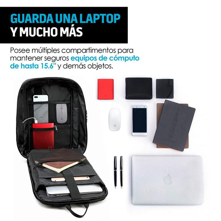 Mochila Antirrobo Impermeable Lujo Candado Laptop - Redlemon