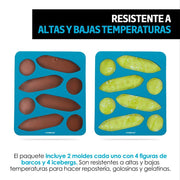 Moldes para Hielos de Silicón en Forma de Barco e Iceberg 2pz - Redlemon