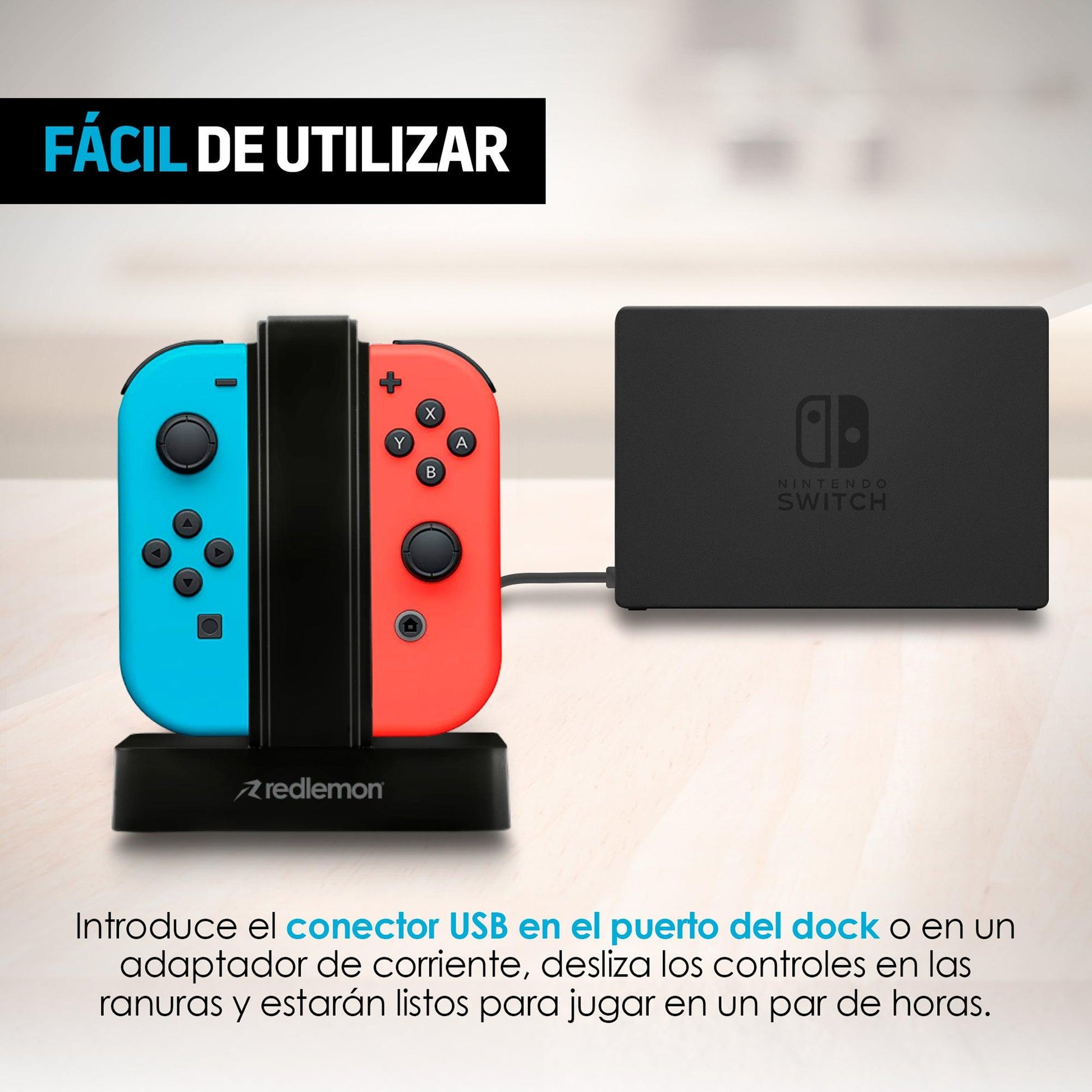 Cargador para Controles Joy-Con de Nintendo Switch 2 pares - Redlemon