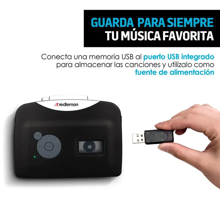 Reproductor y Convertidor de Casetes a MP3 Audífonos - Redlemon