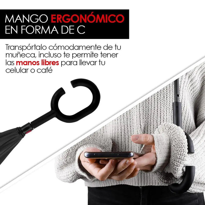Paraguas Invertido Doble Refuerzo Sombrilla Resistente - Redlemon