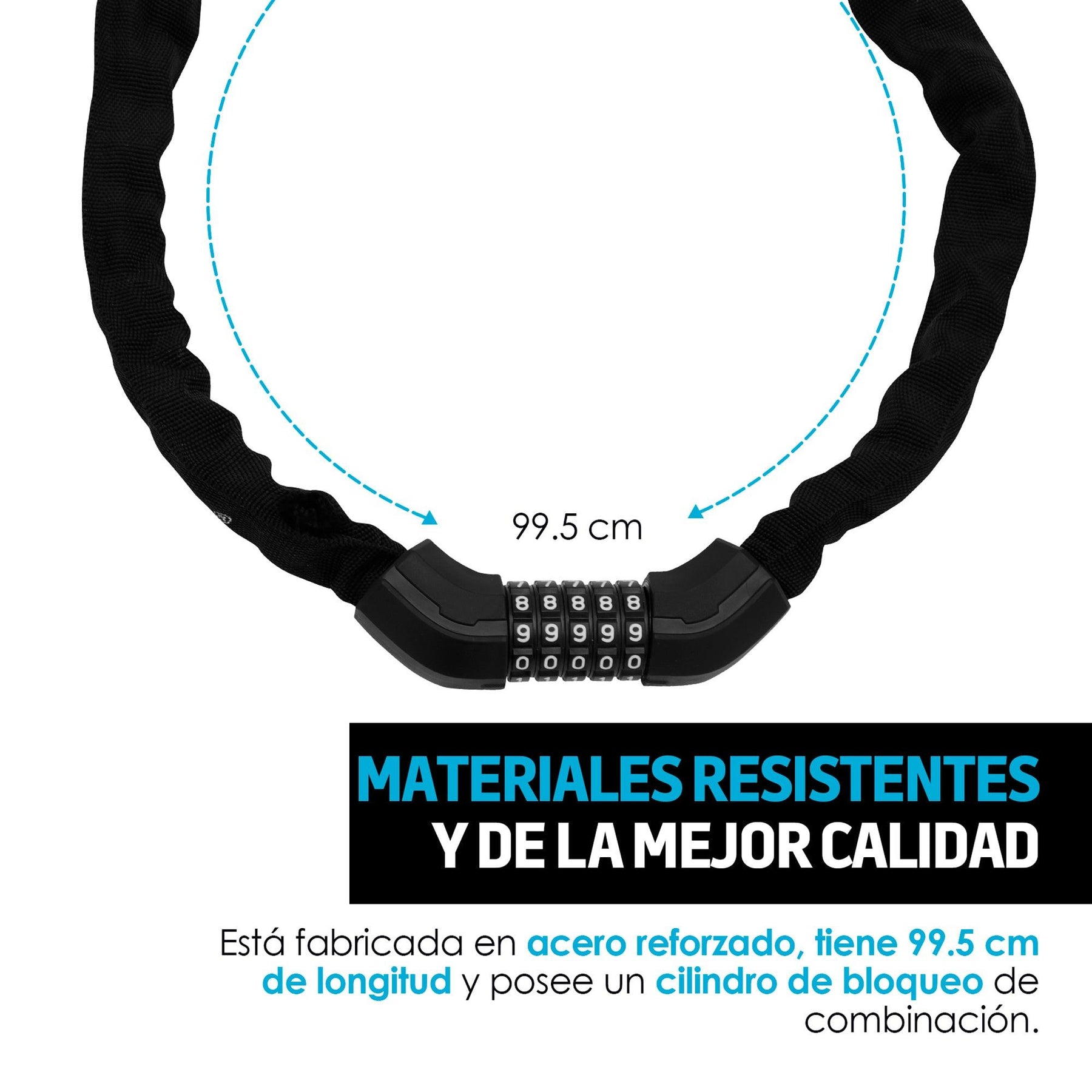 Candado de Combinación para Bicicleta Resistente al Agua (99 cm) - Redlemon