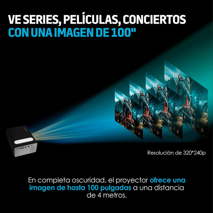 Proyector Portátil Mini HDMI, RCA, Memoria USB y Micro SD - Redlemon