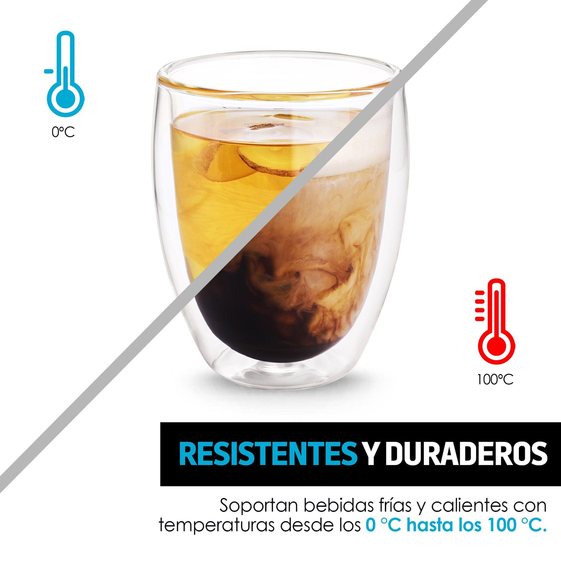 Vasos de Vidrio con Doble Pared para Café o Vino (4 Piezas) - Redlemon