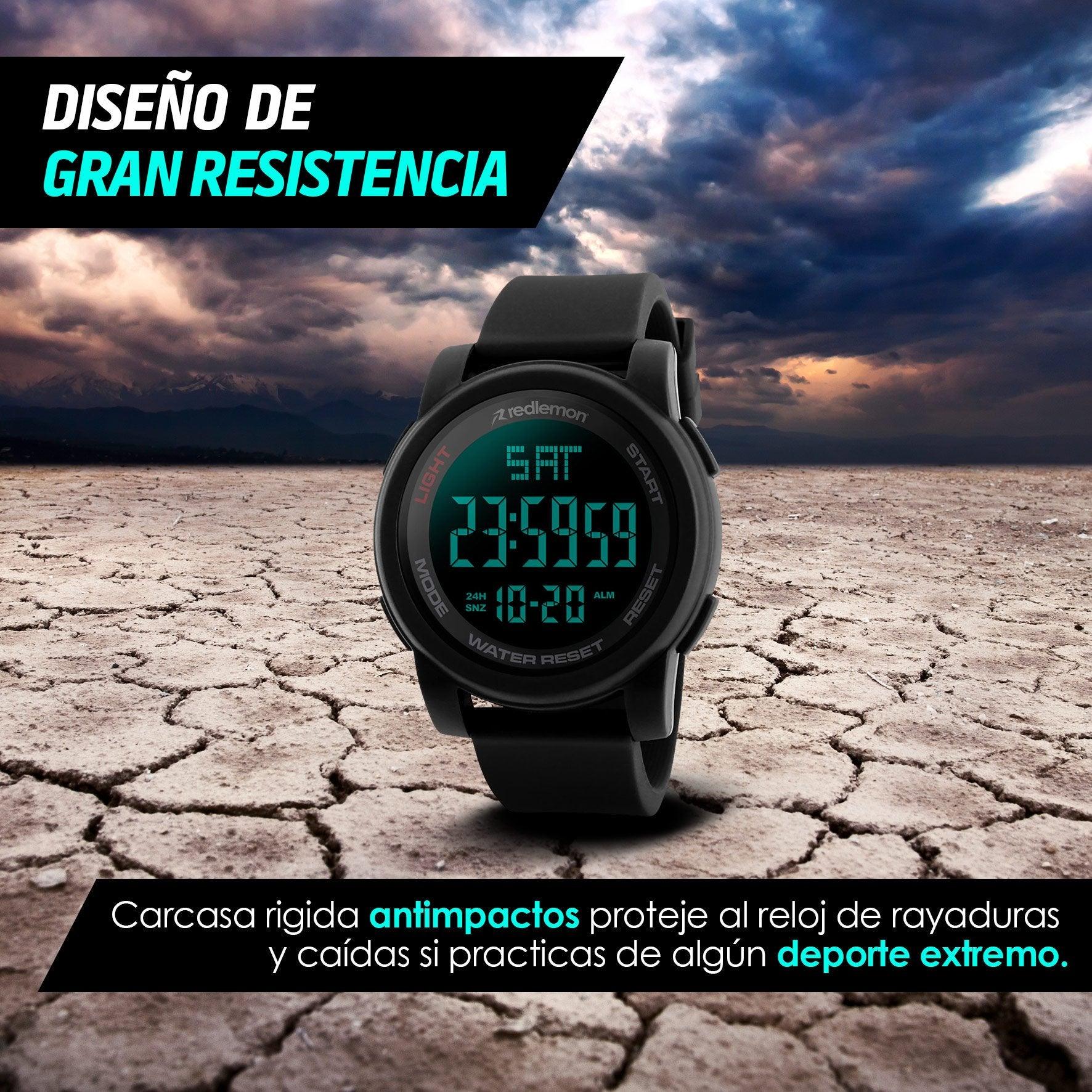 Reloj Digital Sport Contra Agua con Luz y Alarma 1257 - Redlemon