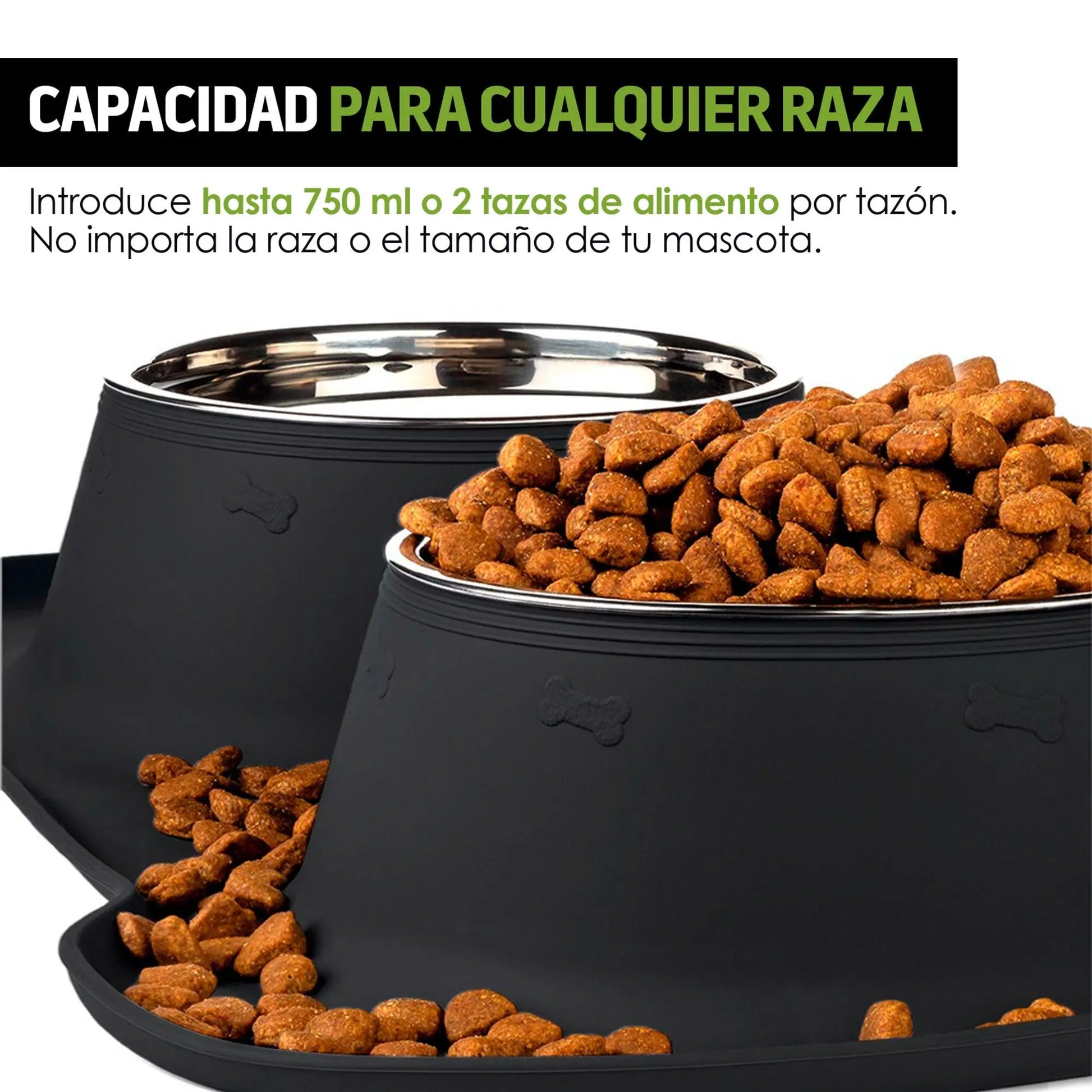 Plato para Perro Con 2 Tazones y Tapete de Silicón - Redlemon