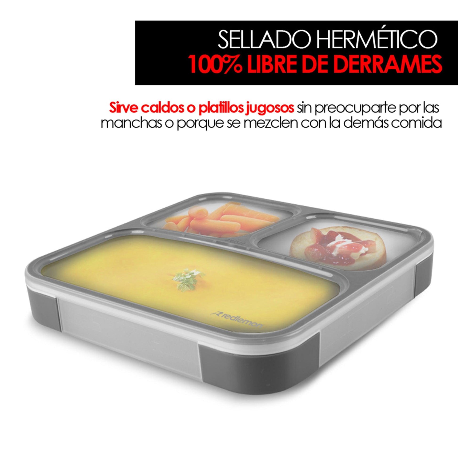 Lonchera Térmica para Comida de Adulto de Mujer y Hombre Tipo Bento Box Hermética con Funda - Redlemon