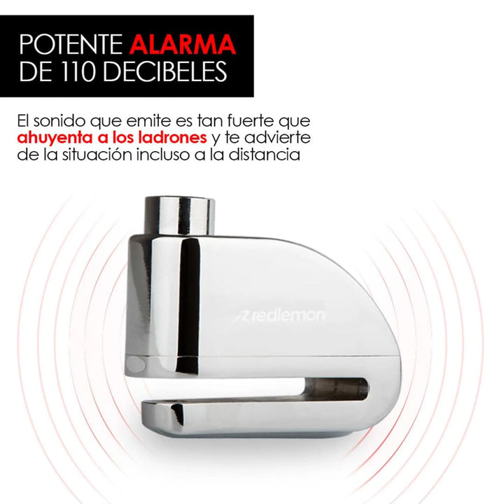 Candado de Disco con Alarma para Bicicleta y Motocicleta - Redlemon