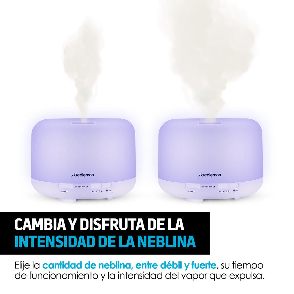 Humidificador y Difusor de Aceites Esenciales Luz LED 12 Colores (500ml) - Redlemon