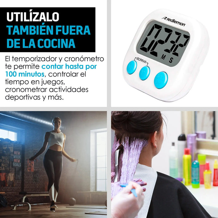 Temporizador Digital de Cocina Pantalla LCD Timer - Redlemon
