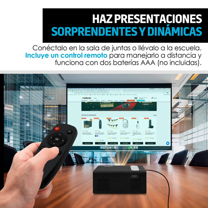 Proyector Portátil Mini HDMI, RCA, Memoria USB y Micro SD - Redlemon