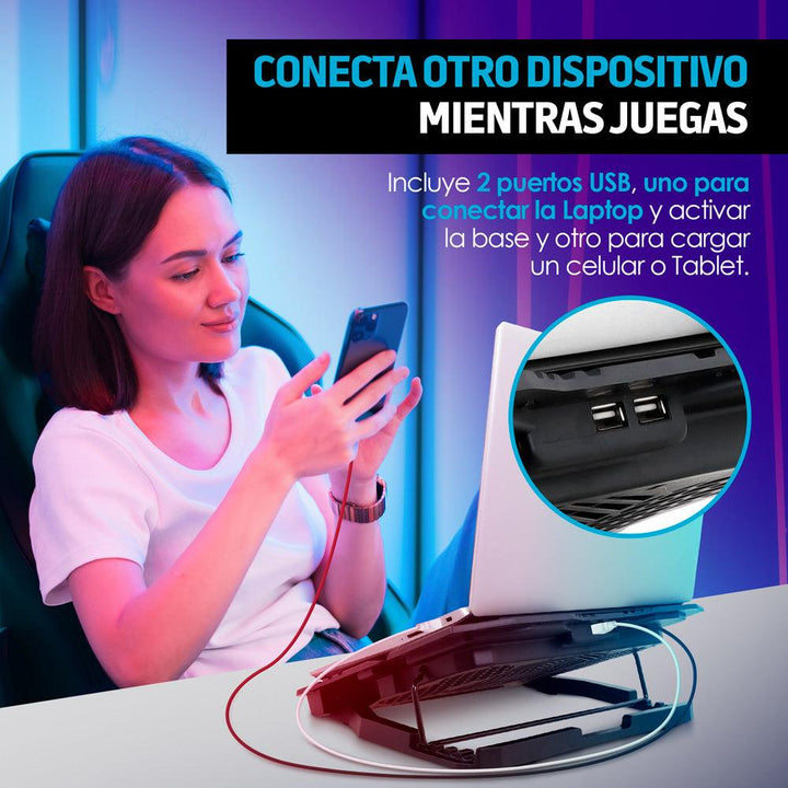 Ventilador y Soporte para Laptop Gamer de 6 Velocidades - Redlemon