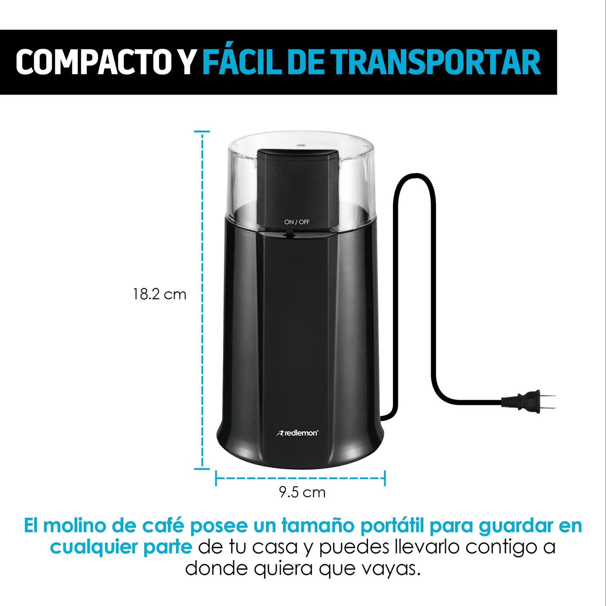 Molino de Café y Especias Eléctrico Automático (50g) - Redlemon