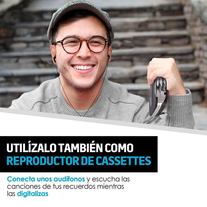 Reproductor y Convertidor de Casetes a MP3 Audífonos - Redlemon