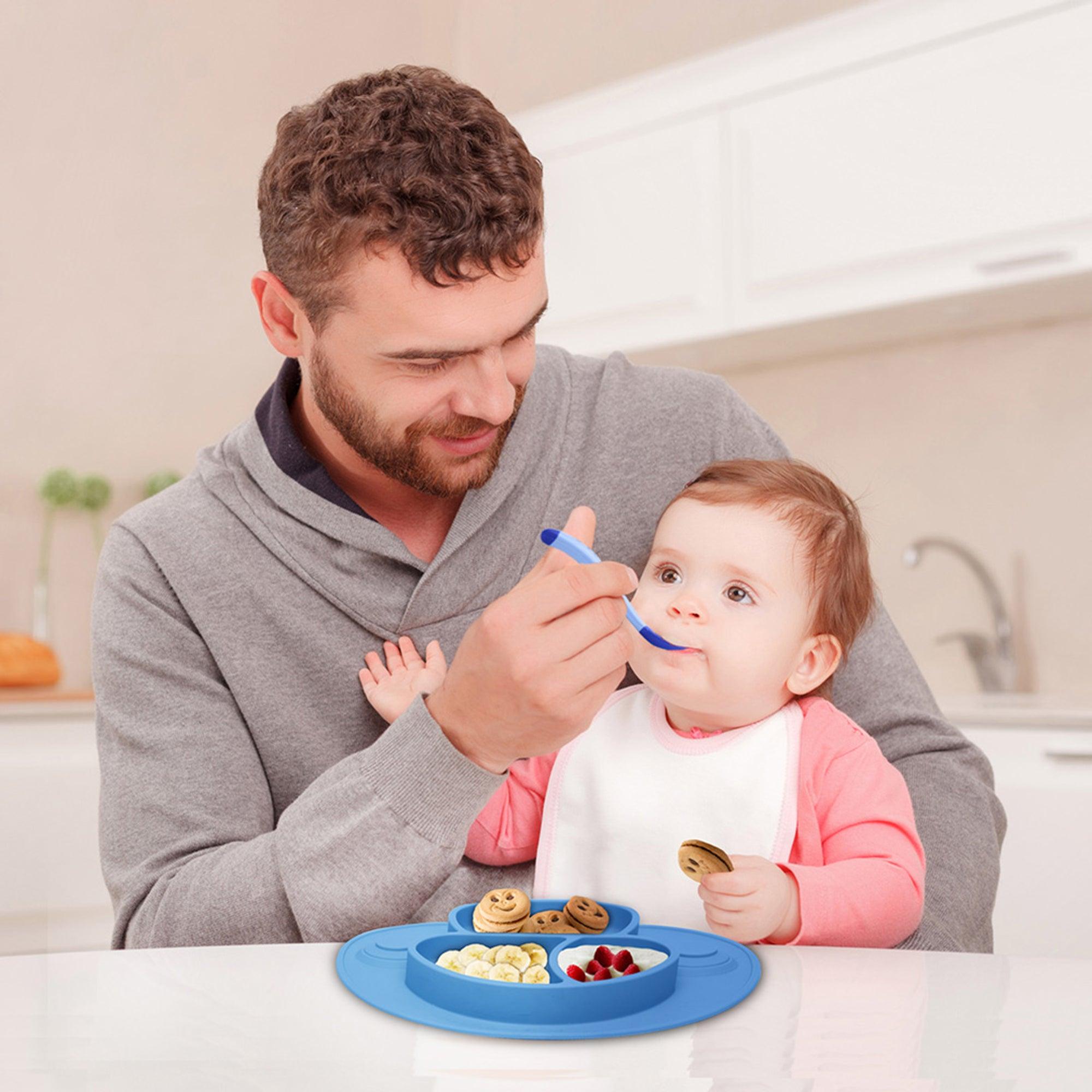 Plato Antideslizante Redlemon para Bebé, Silicón, Microondas, Resistente,  Incluye Tenedor y Cuchara
