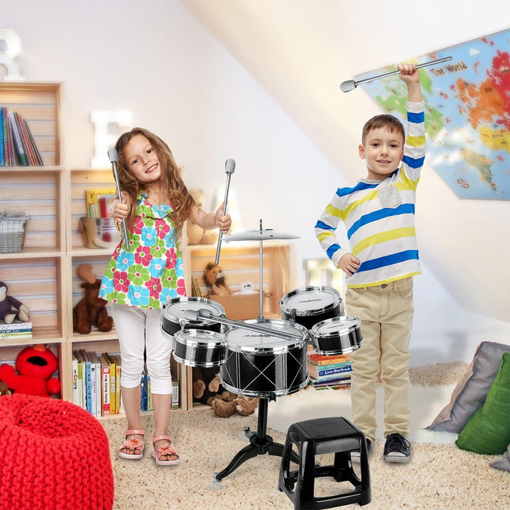 Batería para niños Musical de Juguete con Banco, Baquetas, Platillo y Bombo - Redlemon