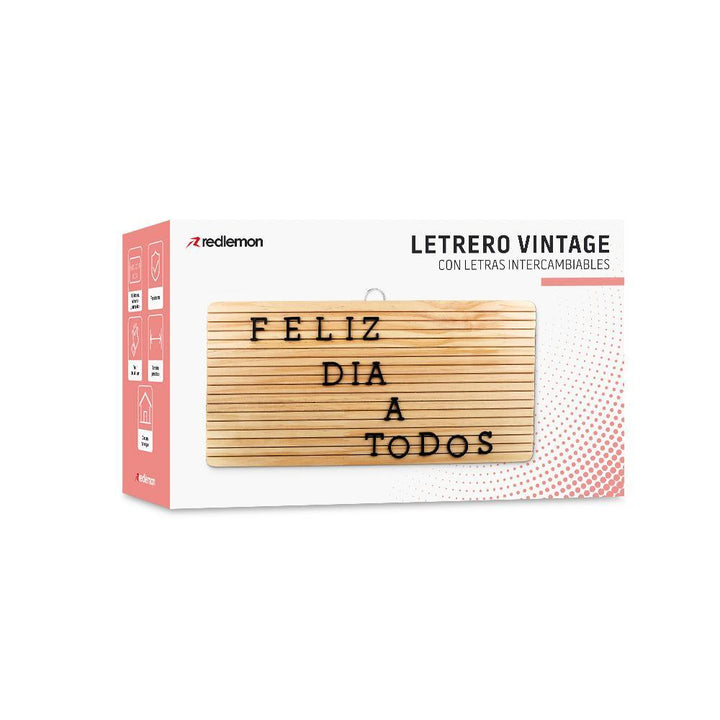 Letrero Madera Vintage 188 Letras Números Símbolos - Redlemon
