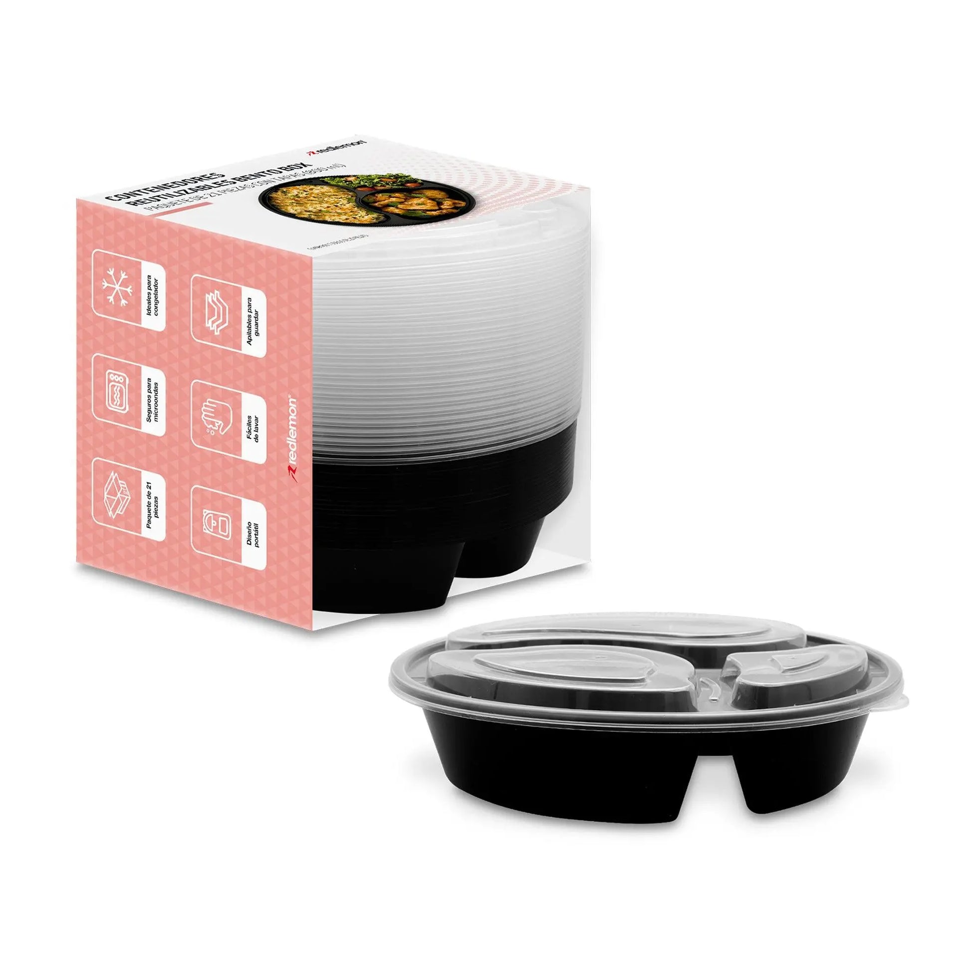 Recipientes para Comida Bento Box Reutilizables 21pz - Redlemon